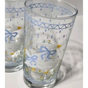 VINTAGE Set OF 6 FARM COUNTRY Goose Glass Tumblers 1987 Anchor Hocking Blue Bow
